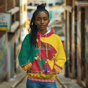 Personalised Cameroon National Day Hoodie Cameroun Coat Of Arms With Atoghu Pattern