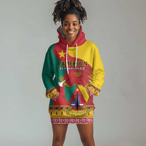 Personalised Cameroon National Day Hoodie Dress Cameroun Coat Of Arms With Atoghu Pattern