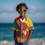 Personalised Cameroon National Day Kid Hawaiian Shirt Cameroun Coat Of Arms With Atoghu Pattern