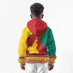 Personalised Cameroon National Day Kid Hoodie Cameroun Coat Of Arms With Atoghu Pattern