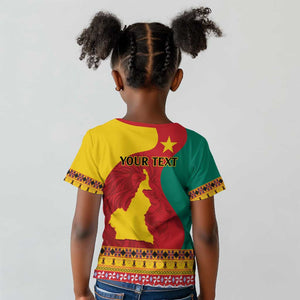 Personalised Cameroon National Day Kid T shirt Cameroun Coat Of Arms With Atoghu Pattern