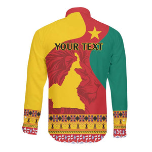 Personalised Cameroon National Day Long Sleeve Button Shirt Cameroun Coat Of Arms With Atoghu Pattern