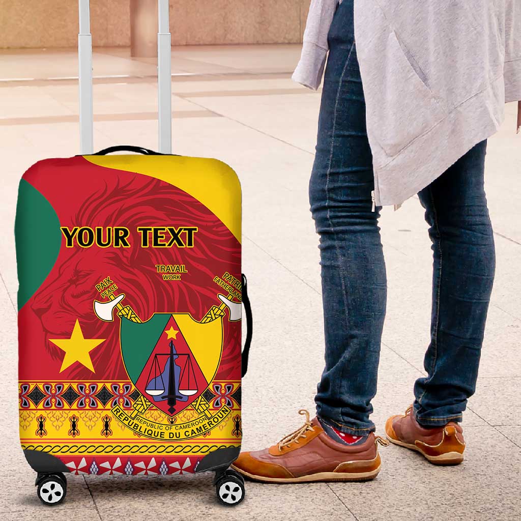 Personalised Cameroon National Day Luggage Cover Cameroun Coat Of Arms With Atoghu Pattern