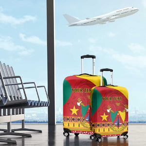 Personalised Cameroon National Day Luggage Cover Cameroun Coat Of Arms With Atoghu Pattern