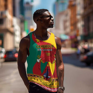 Personalised Cameroon National Day Men Tank Top Cameroun Coat Of Arms With Atoghu Pattern