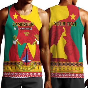 Personalised Cameroon National Day Men Tank Top Cameroun Coat Of Arms With Atoghu Pattern