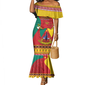 Personalised Cameroon National Day Mermaid Dress Cameroun Coat Of Arms With Atoghu Pattern