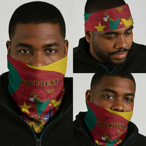 Personalised Cameroon National Day Neck Gaiter Cameroun Coat Of Arms Atoghu Pattern LT14