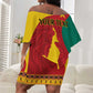 Personalised Cameroon National Day Off Shoulder Short Dress Cameroun Coat Of Arms With Atoghu Pattern LT14