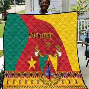 Personalised Cameroon National Day Quilt Cameroun Coat Of Arms With Atoghu Pattern