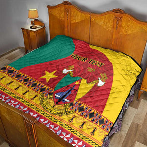 Personalised Cameroon National Day Quilt Cameroun Coat Of Arms With Atoghu Pattern