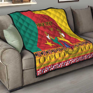 Personalised Cameroon National Day Quilt Cameroun Coat Of Arms With Atoghu Pattern