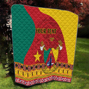 Personalised Cameroon National Day Quilt Cameroun Coat Of Arms With Atoghu Pattern