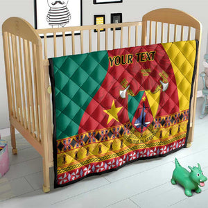 Personalised Cameroon National Day Quilt Cameroun Coat Of Arms With Atoghu Pattern