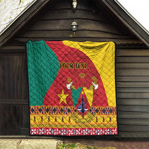 Personalised Cameroon National Day Quilt Cameroun Coat Of Arms With Atoghu Pattern