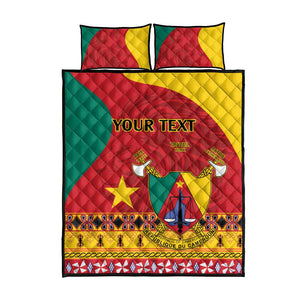 Personalised Cameroon National Day Quilt Bed Set Cameroun Coat Of Arms With Atoghu Pattern