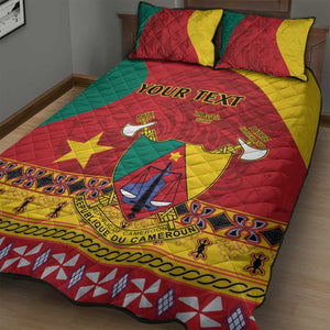 Personalised Cameroon National Day Quilt Bed Set Cameroun Coat Of Arms With Atoghu Pattern