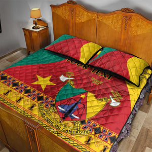 Personalised Cameroon National Day Quilt Bed Set Cameroun Coat Of Arms With Atoghu Pattern