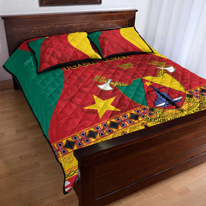 Personalised Cameroon National Day Quilt Bed Set Cameroun Coat Of Arms With Atoghu Pattern