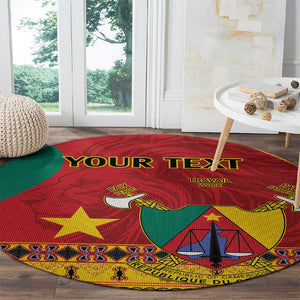 Personalised Cameroon National Day Round Carpet Cameroun Coat Of Arms With Atoghu Pattern