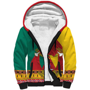 Personalised Cameroon National Day Sherpa Hoodie Cameroun Coat Of Arms With Atoghu Pattern