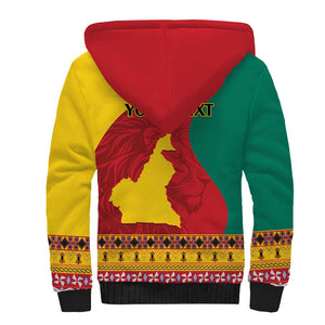 Personalised Cameroon National Day Sherpa Hoodie Cameroun Coat Of Arms With Atoghu Pattern