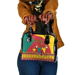 Personalised Cameroon National Day Shoulder Handbag Cameroun Coat Of Arms With Atoghu Pattern