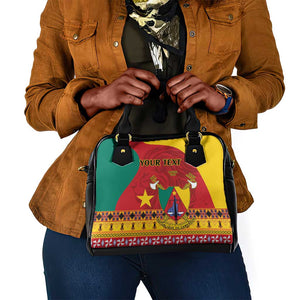 Personalised Cameroon National Day Shoulder Handbag Cameroun Coat Of Arms With Atoghu Pattern