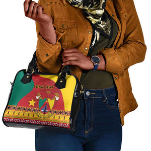 Personalised Cameroon National Day Shoulder Handbag Cameroun Coat Of Arms With Atoghu Pattern