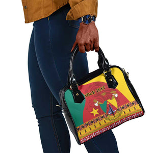 Personalised Cameroon National Day Shoulder Handbag Cameroun Coat Of Arms With Atoghu Pattern