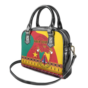 Personalised Cameroon National Day Shoulder Handbag Cameroun Coat Of Arms With Atoghu Pattern