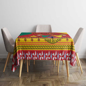 Personalised Cameroon National Day Tablecloth Cameroun Coat Of Arms With Atoghu Pattern