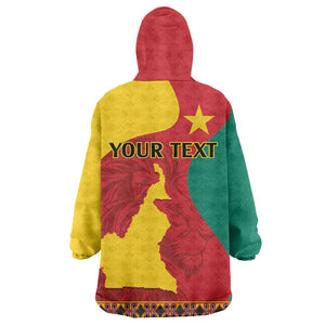 Personalised Cameroon National Day Wearable Blanket Hoodie Cameroun Coat Of Arms With Atoghu Pattern