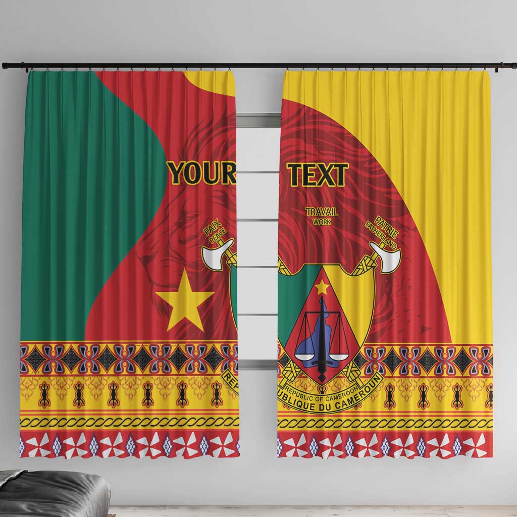 Personalised Cameroon National Day Window Curtain Cameroun Coat Of Arms With Atoghu Pattern