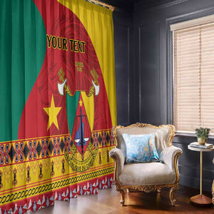 Personalised Cameroon National Day Window Curtain Cameroun Coat Of Arms With Atoghu Pattern