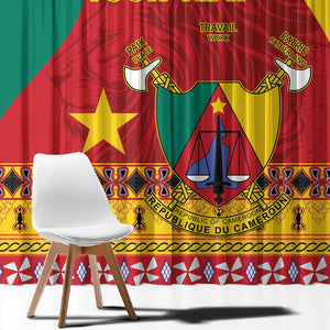 Personalised Cameroon National Day Window Curtain Cameroun Coat Of Arms With Atoghu Pattern