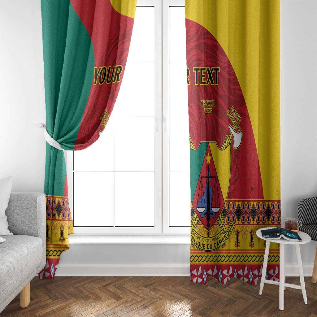 Personalised Cameroon National Day Window Curtain Cameroun Coat Of Arms With Atoghu Pattern