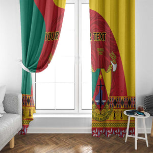 Personalised Cameroon National Day Window Curtain Cameroun Coat Of Arms With Atoghu Pattern