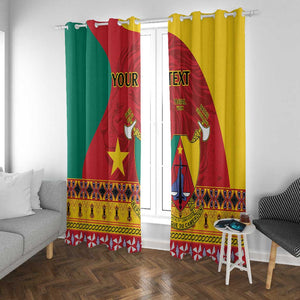 Personalised Cameroon National Day Window Curtain Cameroun Coat Of Arms With Atoghu Pattern