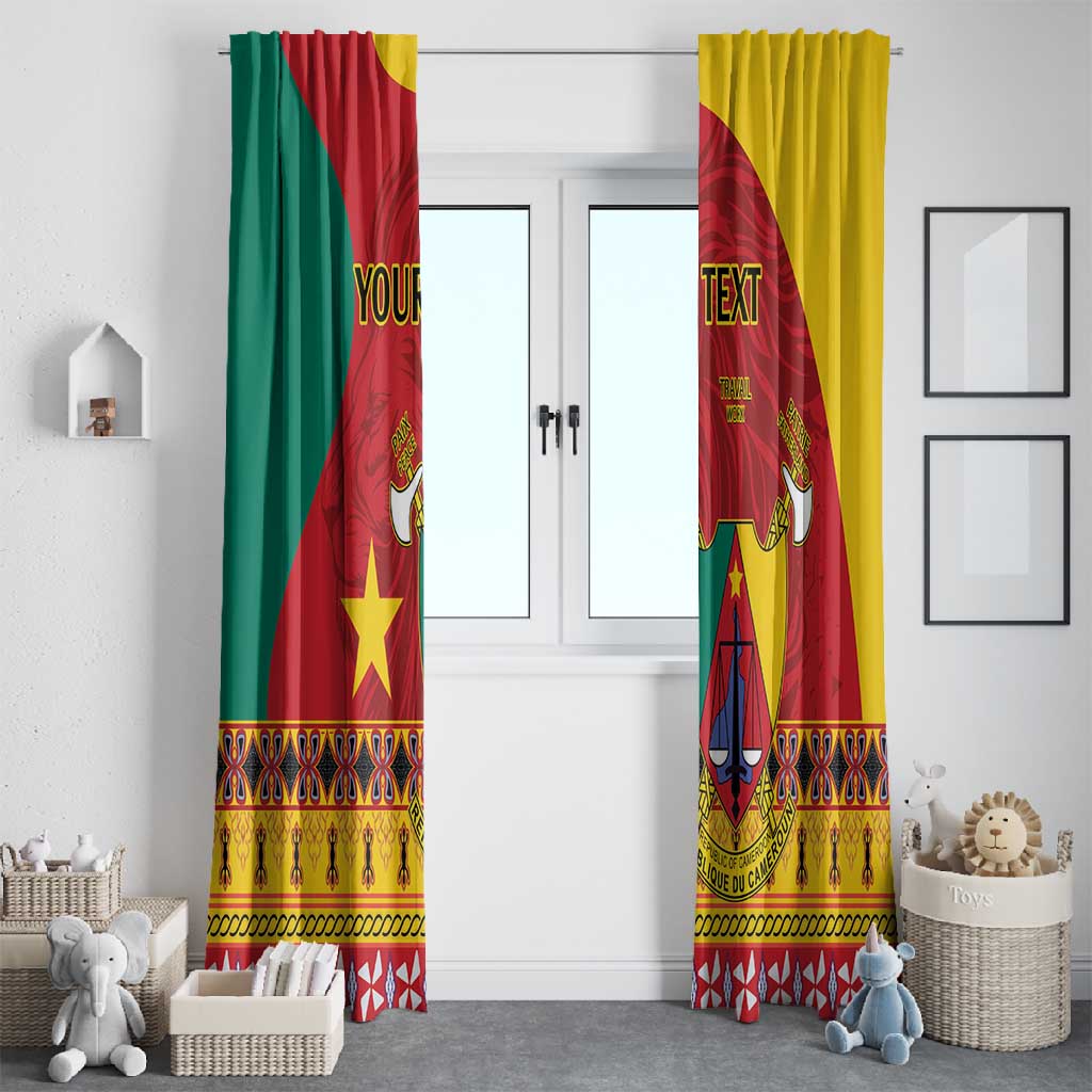 Personalised Cameroon National Day Window Curtain Cameroun Coat Of Arms With Atoghu Pattern