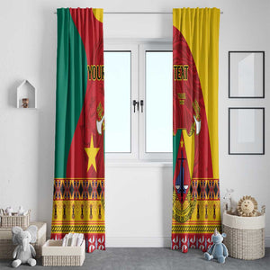 Personalised Cameroon National Day Window Curtain Cameroun Coat Of Arms With Atoghu Pattern