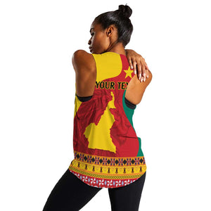 Personalised Cameroon National Day Women Racerback Tank Cameroun Coat Of Arms With Atoghu Pattern