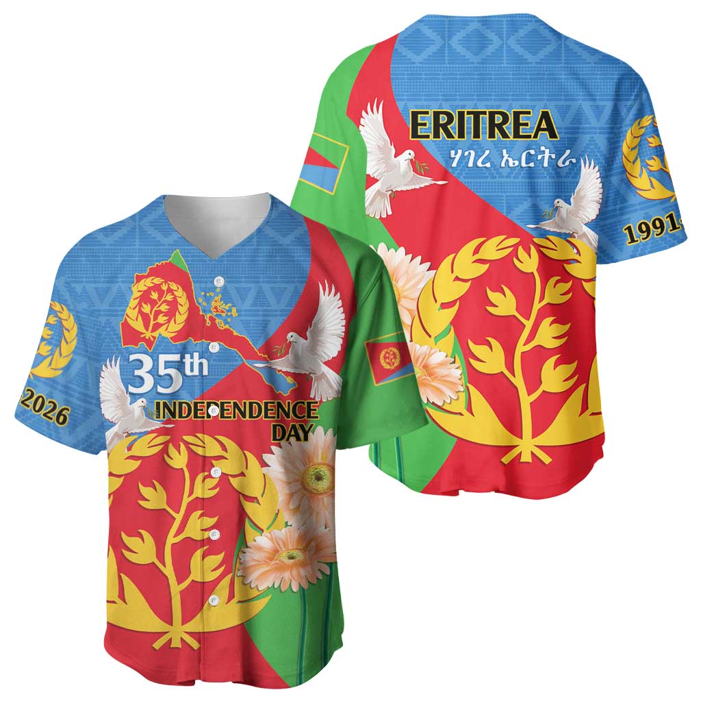 Eritrea Independence Day Baseball Jersey Eritrean Olive Branches 33rd Anniversary