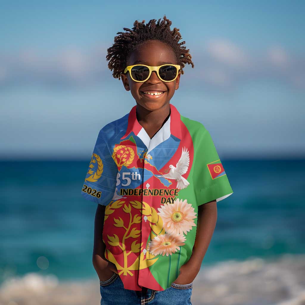 Eritrea Independence Day Kid Hawaiian Shirt Eritrean Olive Branches 33rd Anniversary