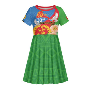 Eritrea Independence Day Kid Short Sleeve Dress Eritrean Olive Branches 33rd Anniversary