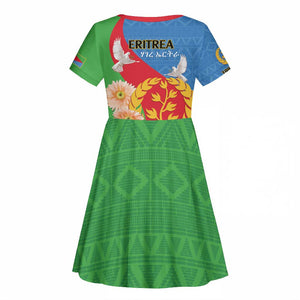 Eritrea Independence Day Kid Short Sleeve Dress Eritrean Olive Branches 33rd Anniversary