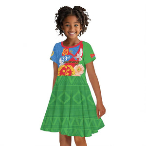 Eritrea Independence Day Kid Short Sleeve Dress Eritrean Olive Branches 33rd Anniversary