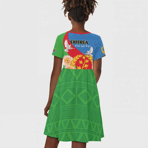 Eritrea Independence Day Kid Short Sleeve Dress Eritrean Olive Branches 33rd Anniversary