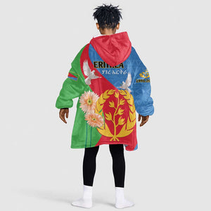 Eritrea Independence Day KId Wearable Blanket Hoodie Eritrean Olive Branches 33rd Anniversary