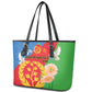 Eritrea Independence Day Leather Tote Bag Eritrean Olive Branches 33rd Anniversary